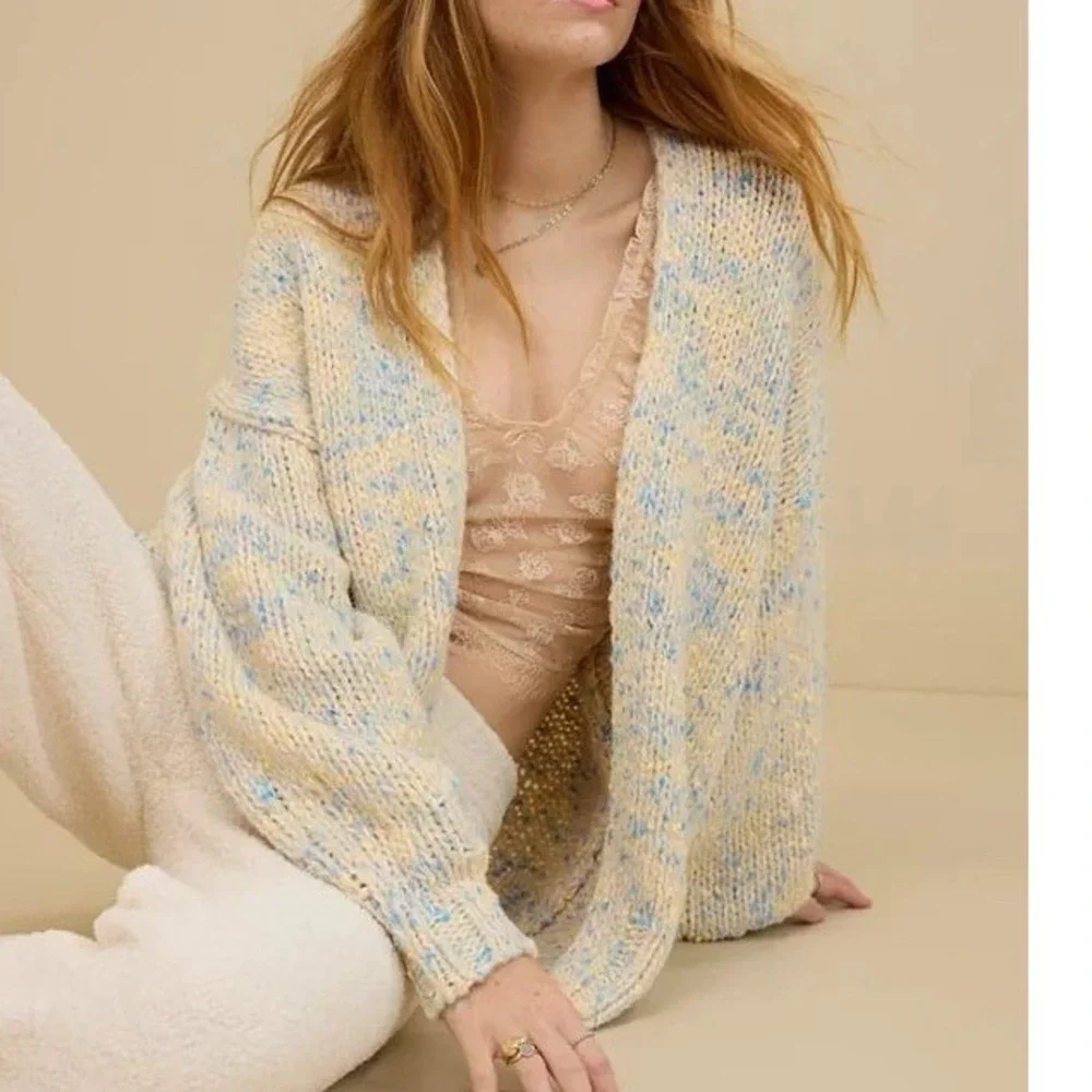 Aerie Confetti‎ Puff Sleeve Cardigan Sweater Size XXS New With Tags